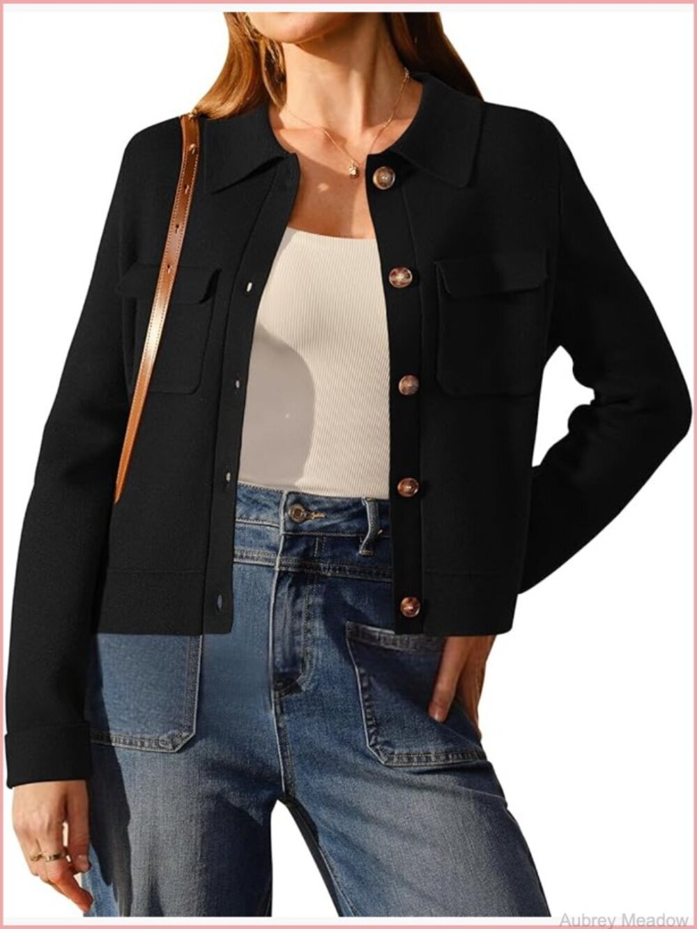 Women's Wool Blend Cropped Cardigan Sweater Button Down Fashion Spring